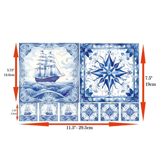 Delft Tiles Rice Papers, 8 x 11.5 inch (A4)