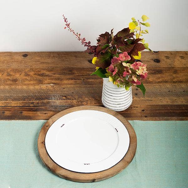 Round Wooden Tray with Built-in Plate