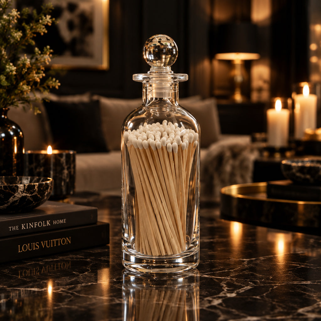 Vintage Glass Match Jars (with matches)