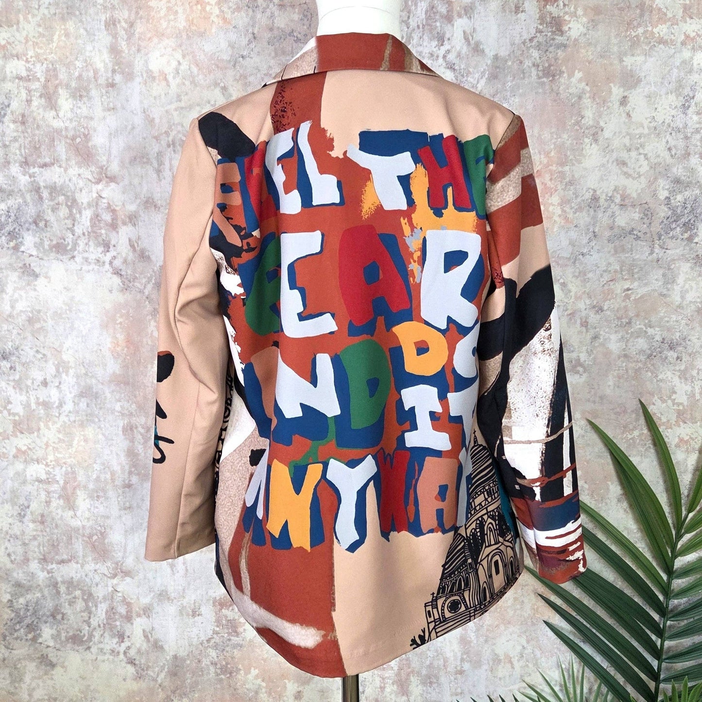 Unique graffiti blazer with all seeing eye on back (S-M)
