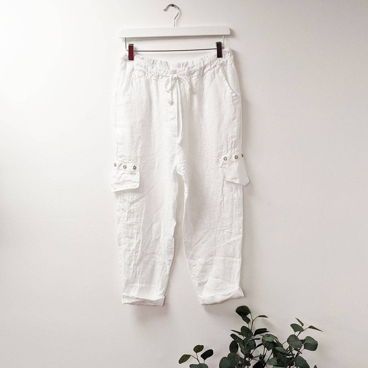 Handpainted Fish on Linen trousers (italy)