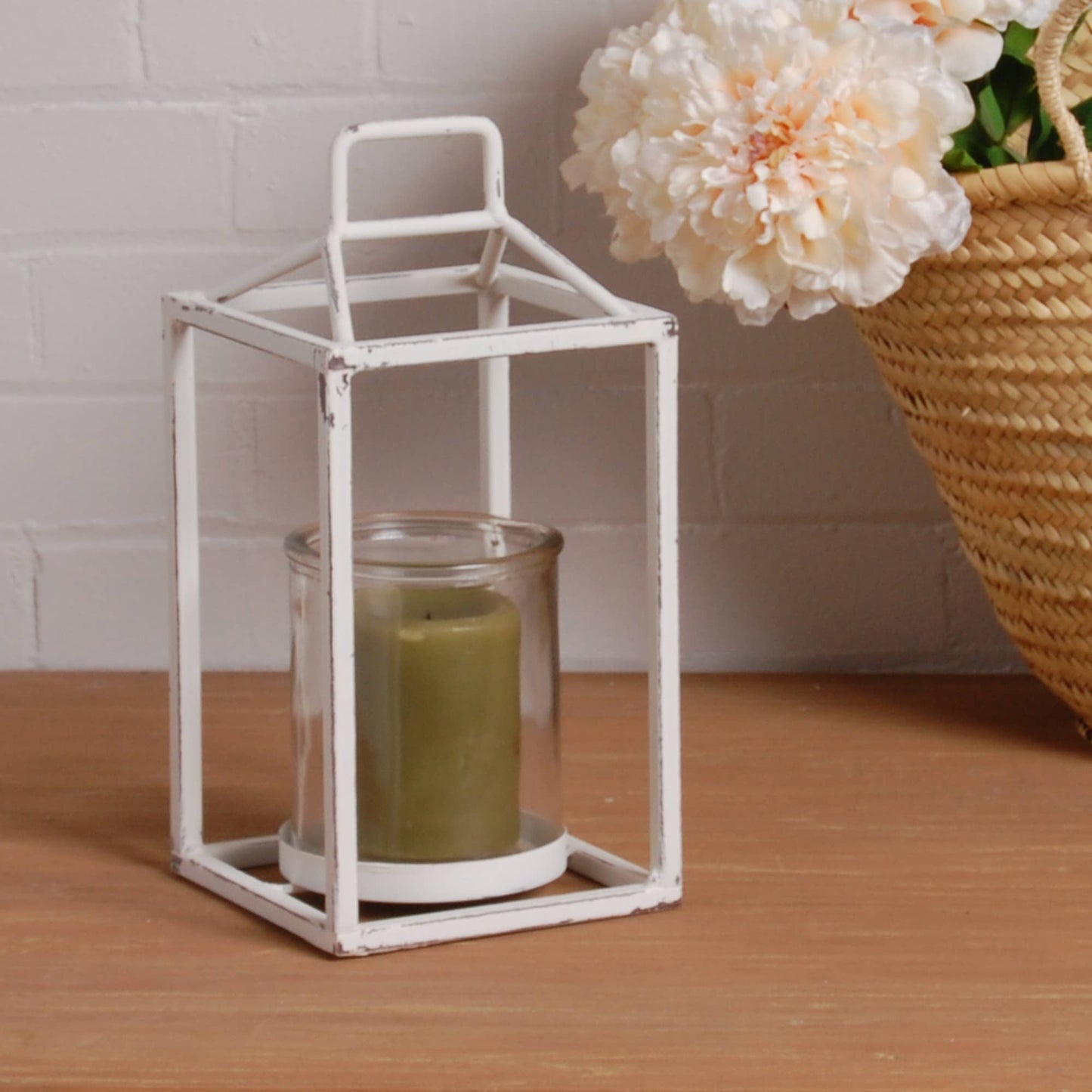 Small Antique White Metal Lantern