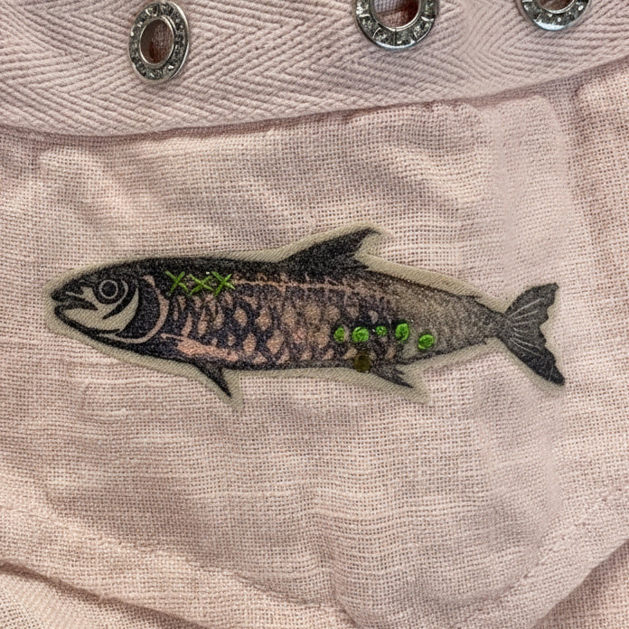 Handpainted Fish on Linen trousers (italy)