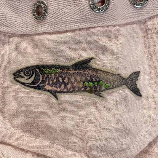 Handpainted Fish on Linen trousers (italy)