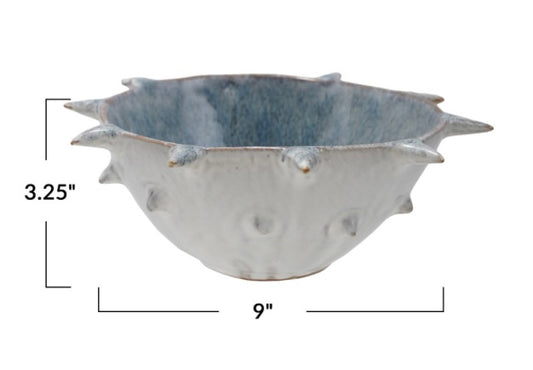 Stoneware Urchin Shaped Bowl with Spikes – Reactive Glaze