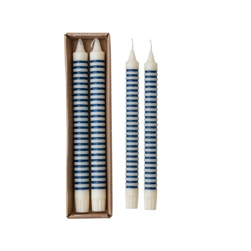 Striped Taper Candles Set of 2