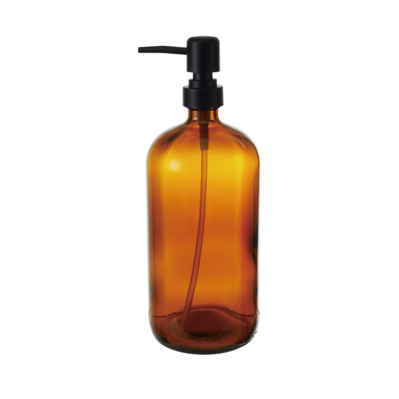 Brown glass apothecary dispenser.