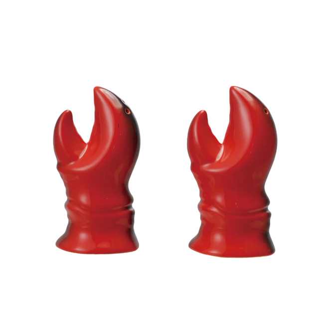 Stoneware lobster claw S&P shakers.