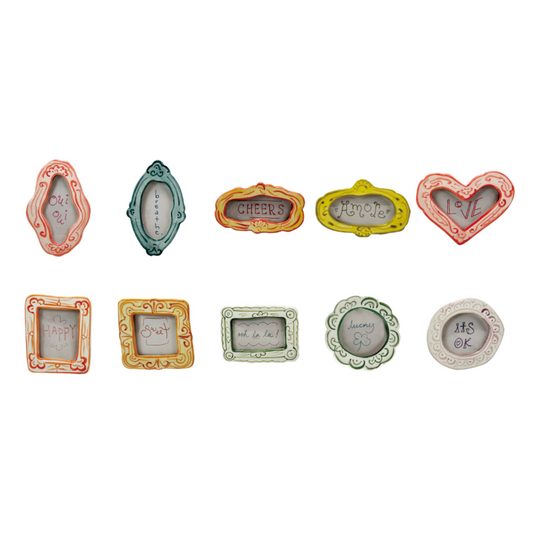 Hand-Painted Stoneware Mini Photo Frame Magnet