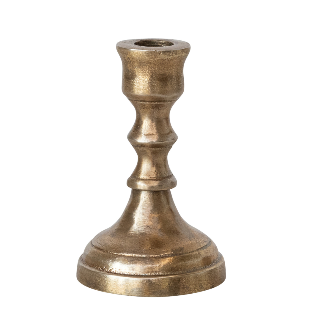 Cast Aluminum Taper Holder, Antique Brass Finish - Small