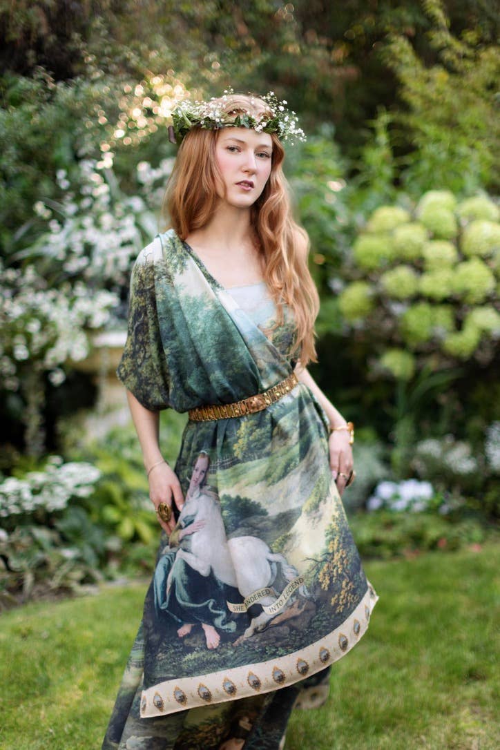 The Mythmaker Bohemian Scarf w/ Landscape & Unicorn Print