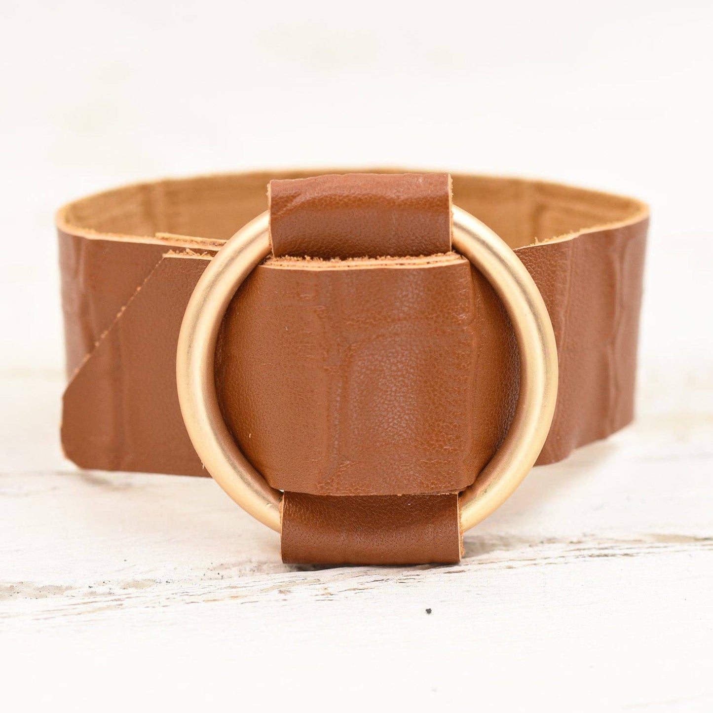 Camel Leather Buckle Bracelet