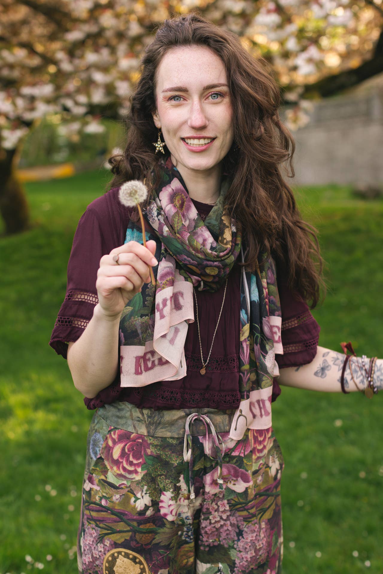 Make A Wish Floral Scarf with Wishbone & Dandelion