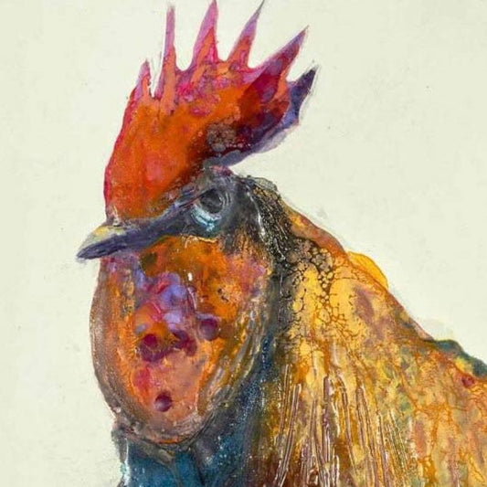 C Roosters - hand-painted mounted prints