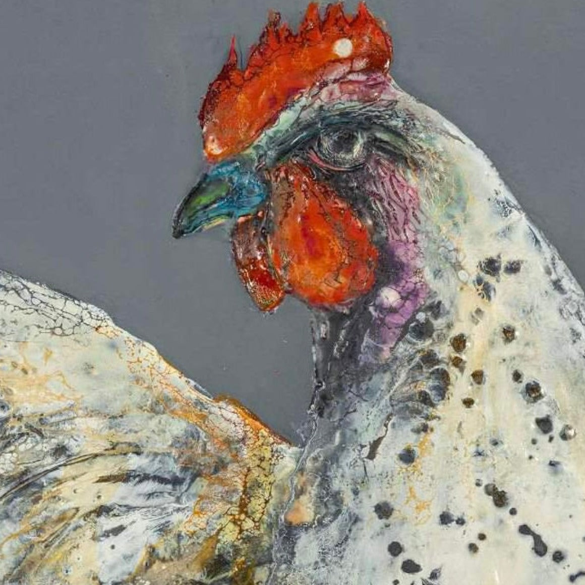 C Roosters - hand-painted mounted prints