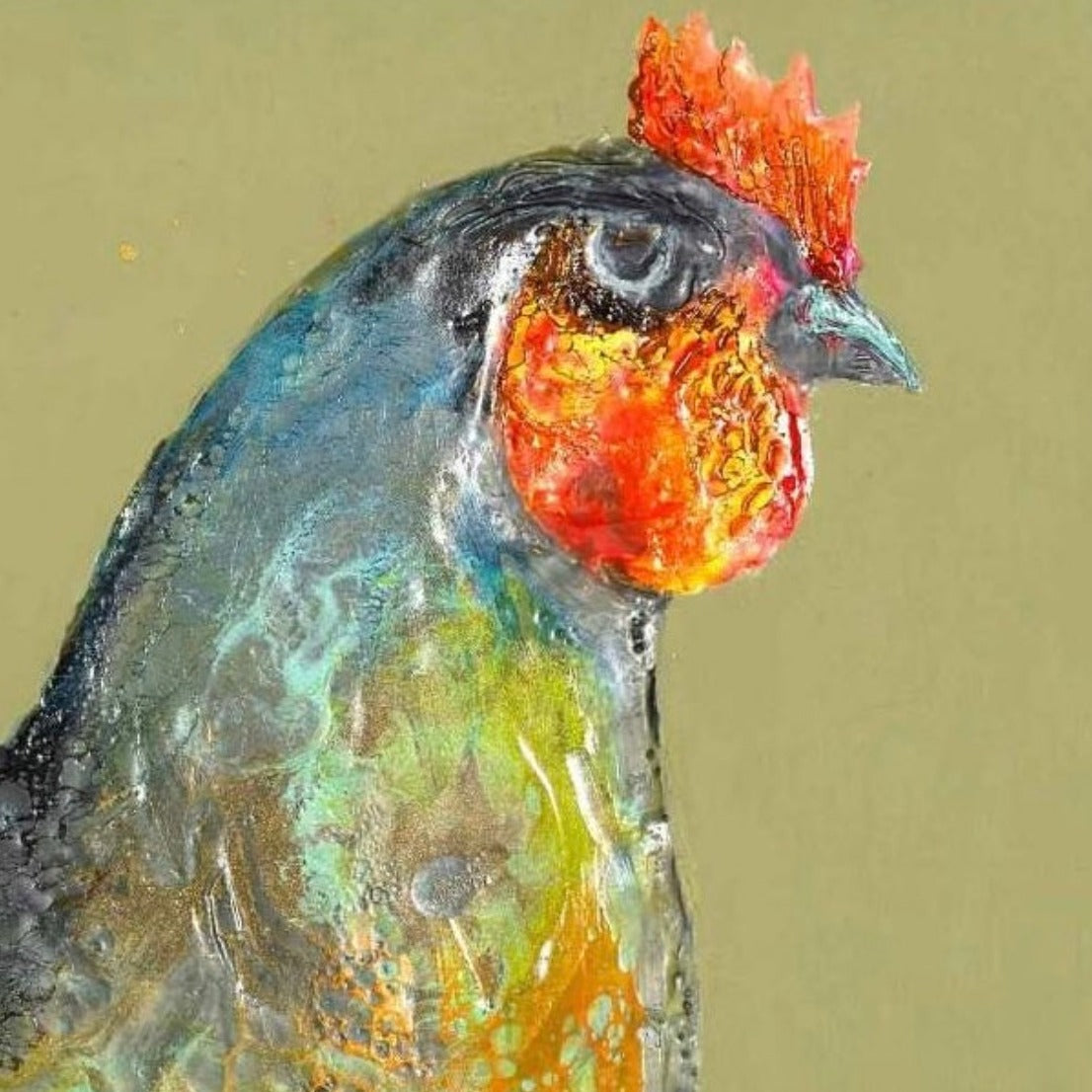 C Roosters - hand-painted mounted prints