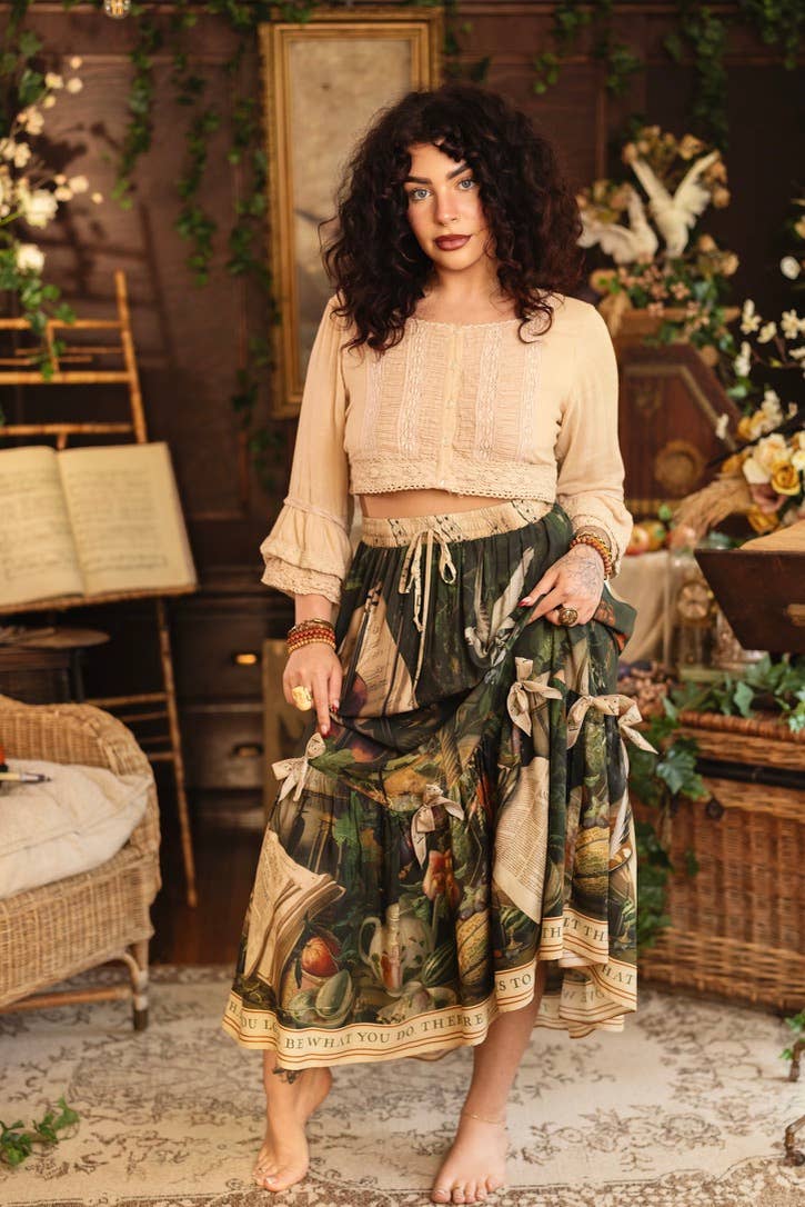 Labour of Love Maxi Length Atelier Skirt w/ florals & violin
