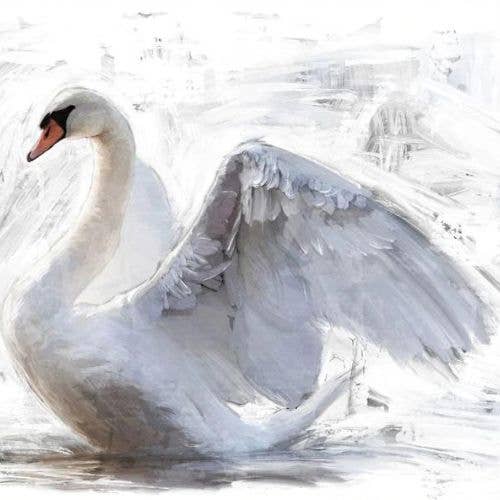 White Swan Mint Decoupage Paper