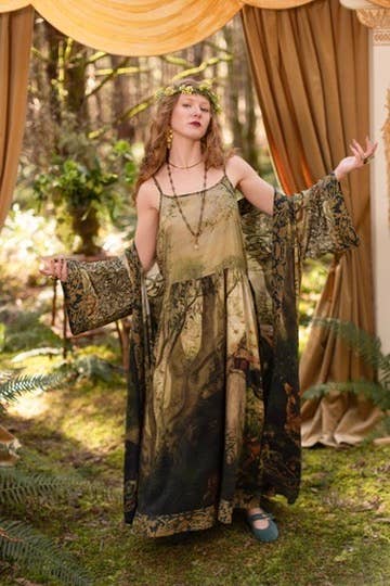 The Dawning Bohéme Long Maxi Slip Dress w/ Ophelia & Fawns