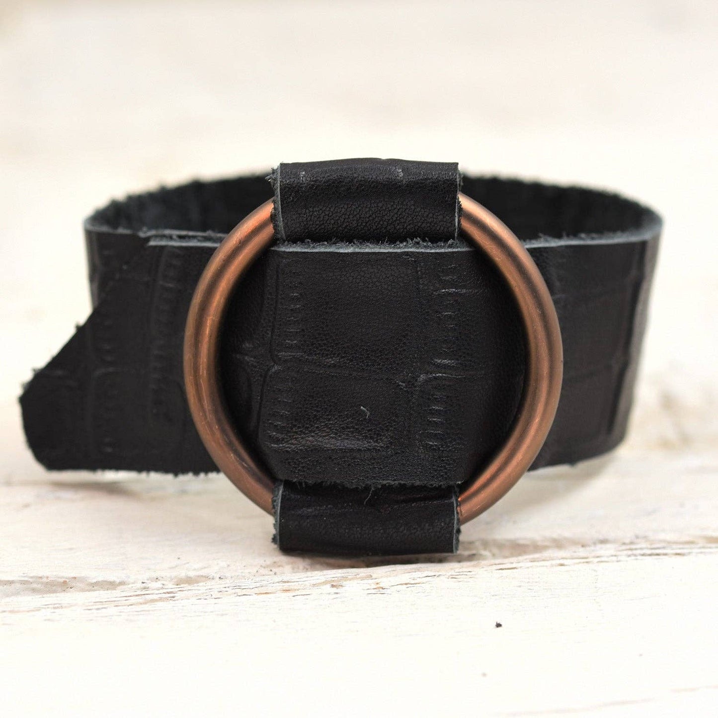 Black Leather Buckle Bracelet