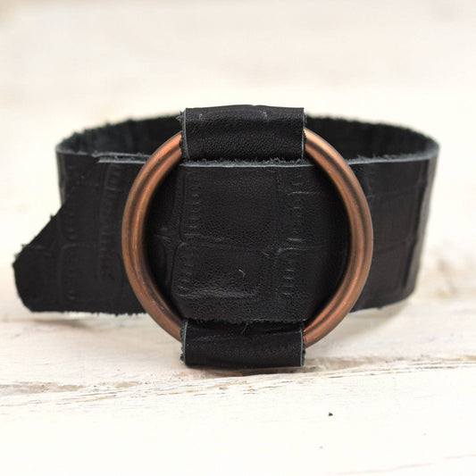 Black Leather Buckle Bracelet