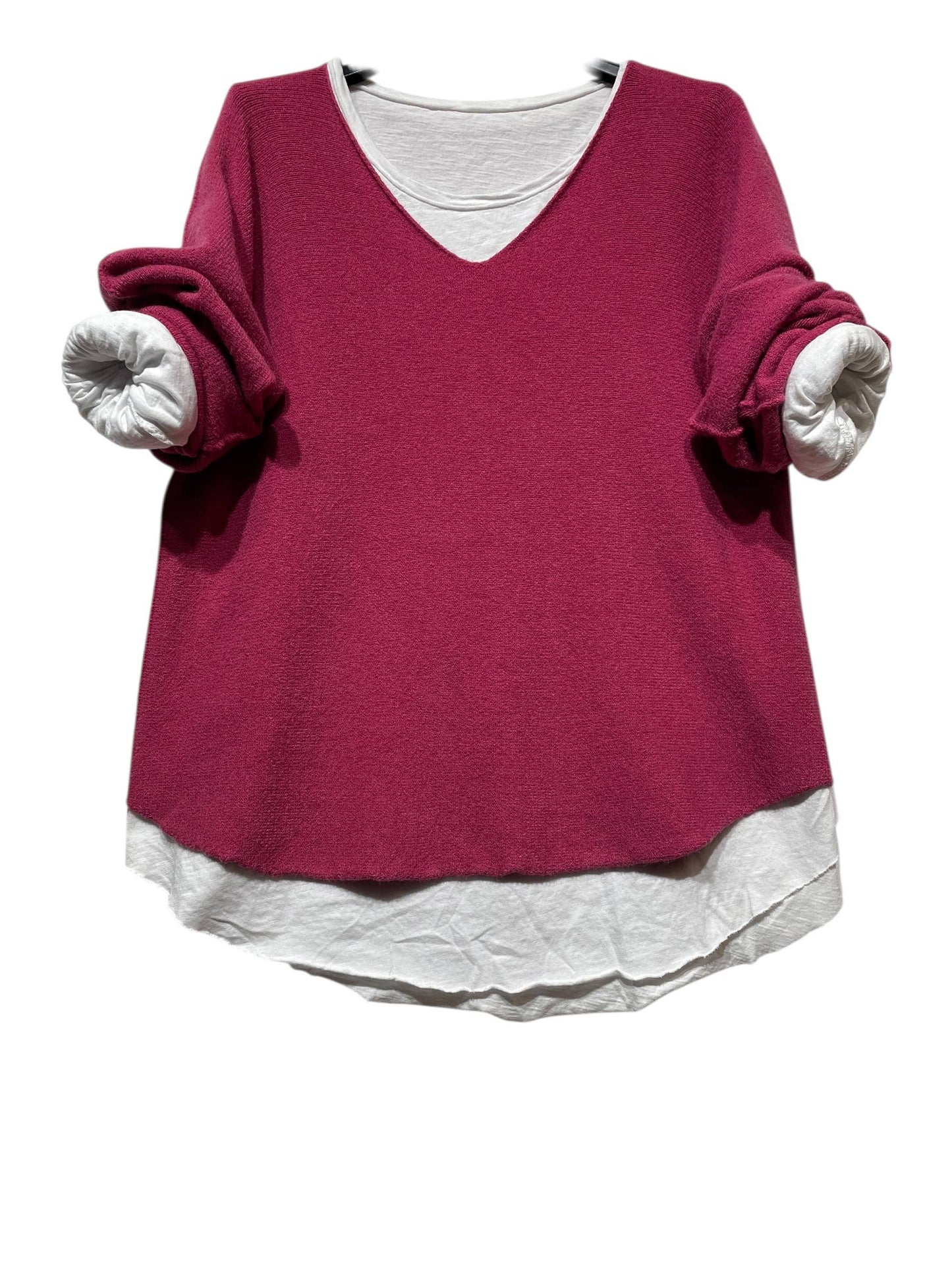 SWEATER, DOUBLE PIECES MADE IN ITALY: OLD PINK