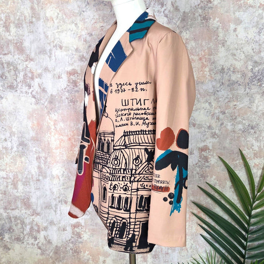 Unique graffiti blazer with all seeing eye on back (S-M)