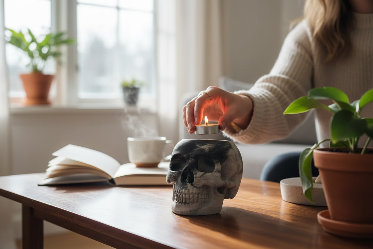 Concrete Skull Planter