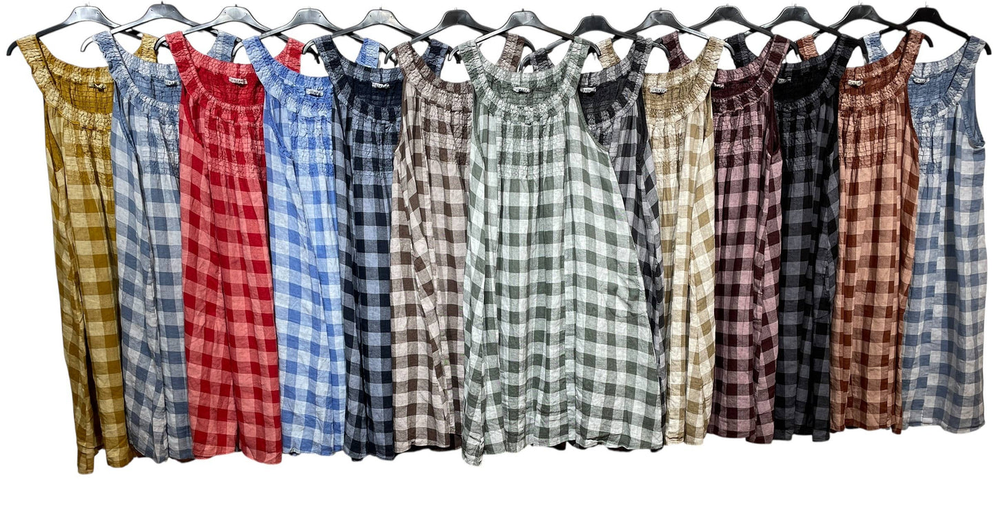 Linen Halter Dress Gingham