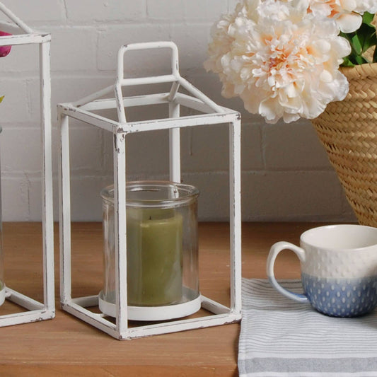 Small Antique White Metal Lantern