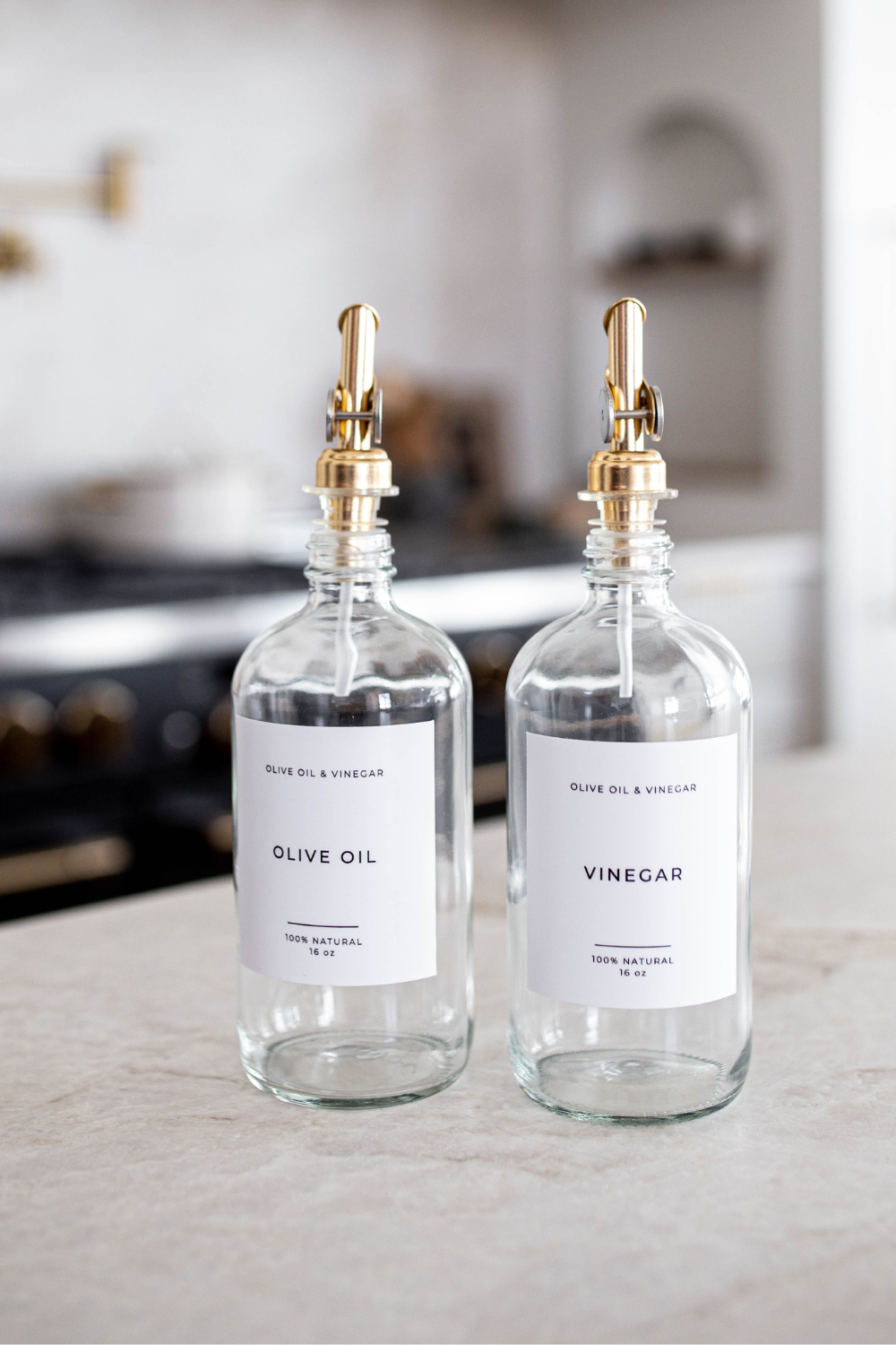 Glass Dispenser Clear Olive Oil & Vinegar Refillable Bottles