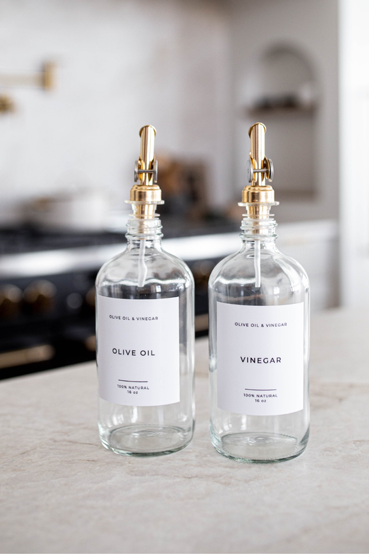 Glass Dispenser Clear Olive Oil & Vinegar Refillable Bottles