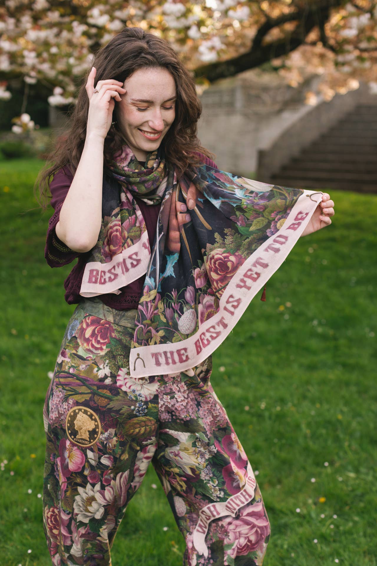 Make A Wish Floral Scarf with Wishbone & Dandelion