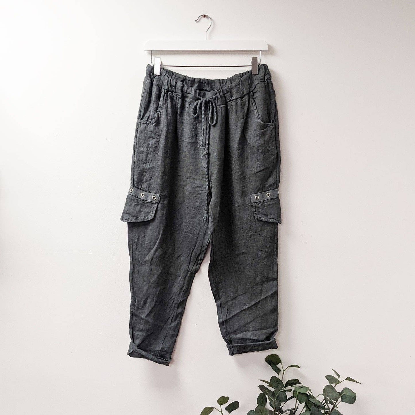 Handpainted Fish on Linen trousers (italy)