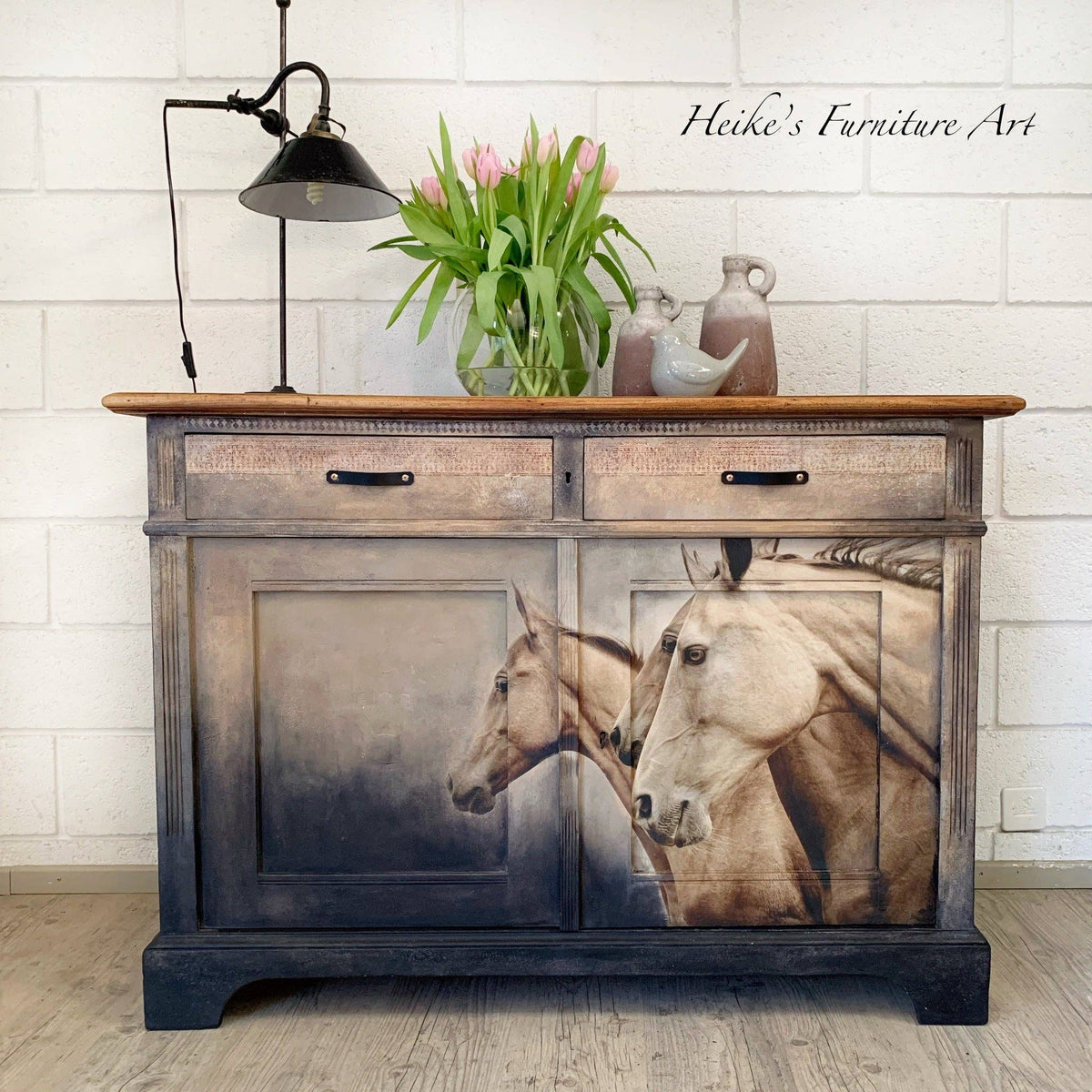 Sepia Horses REVERSED Mint Decoupage Paper