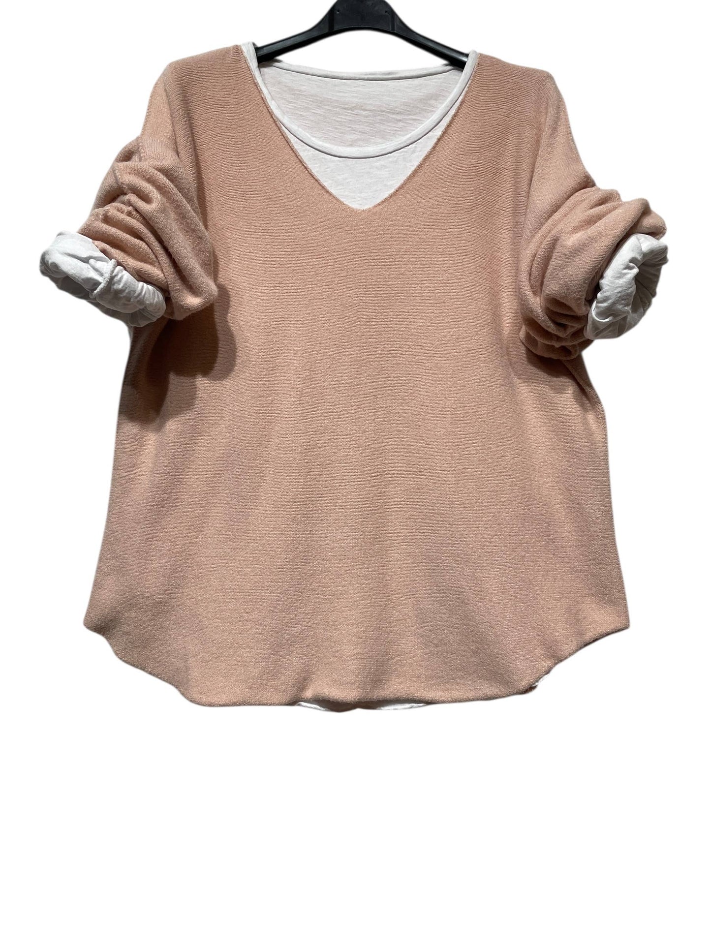 SWEATER, DOUBLE PIECES MADE IN ITALY: OLD PINK