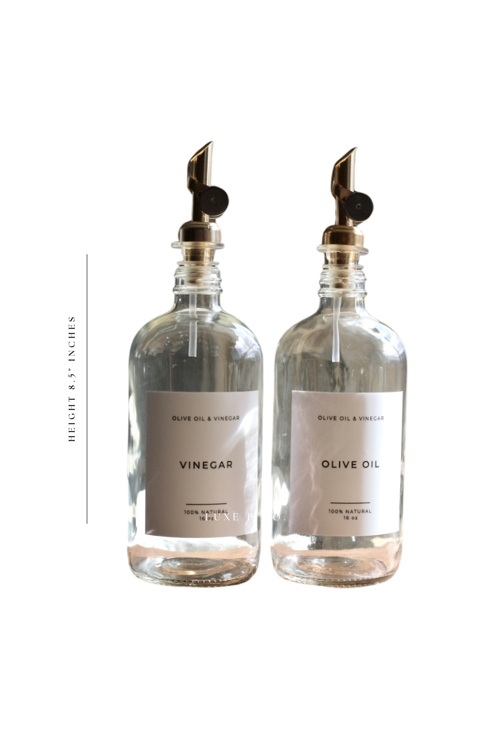 Glass Dispenser Clear Olive Oil & Vinegar Refillable Bottles