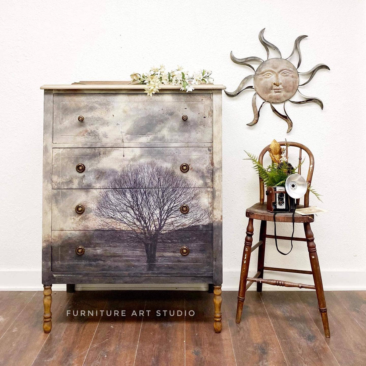 Sepia Tree Mint Decoupage Paper