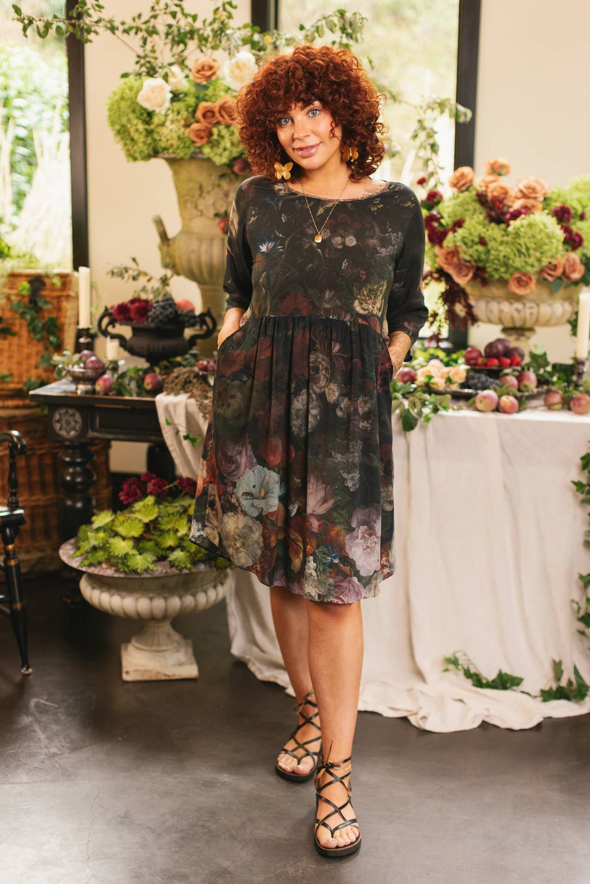 Flight of Fancy Artist Dress Tunic w/ Pockets & Hummingbirds