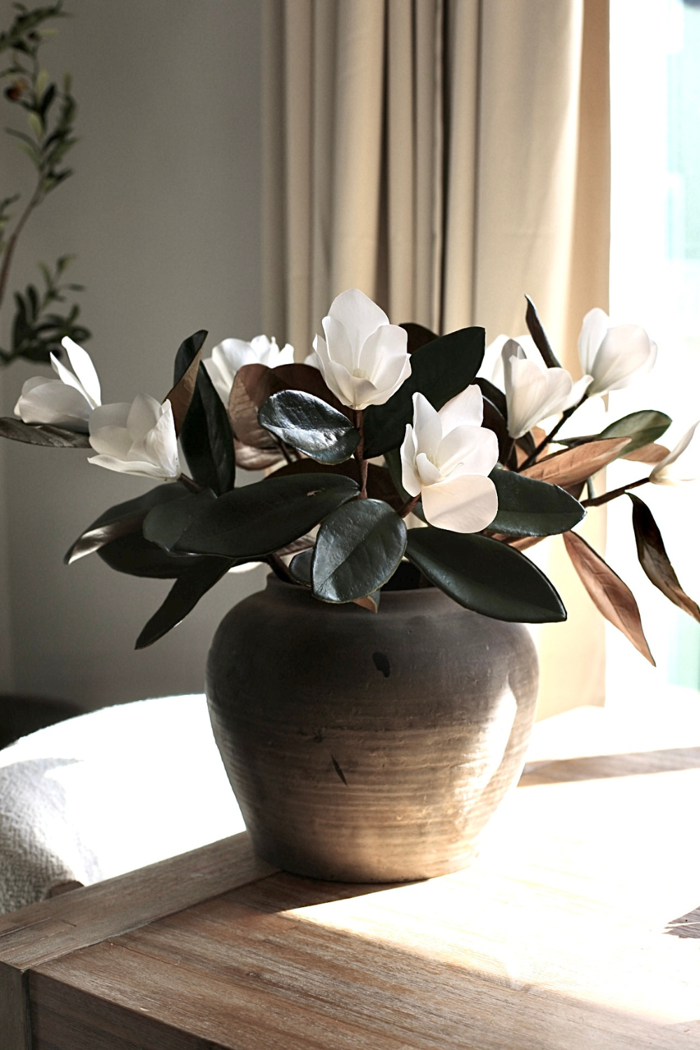 Magnolia Faux Flowers with Leaves