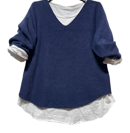 SWEATER, DOUBLE PIECES MADE IN ITALY: NAVY
