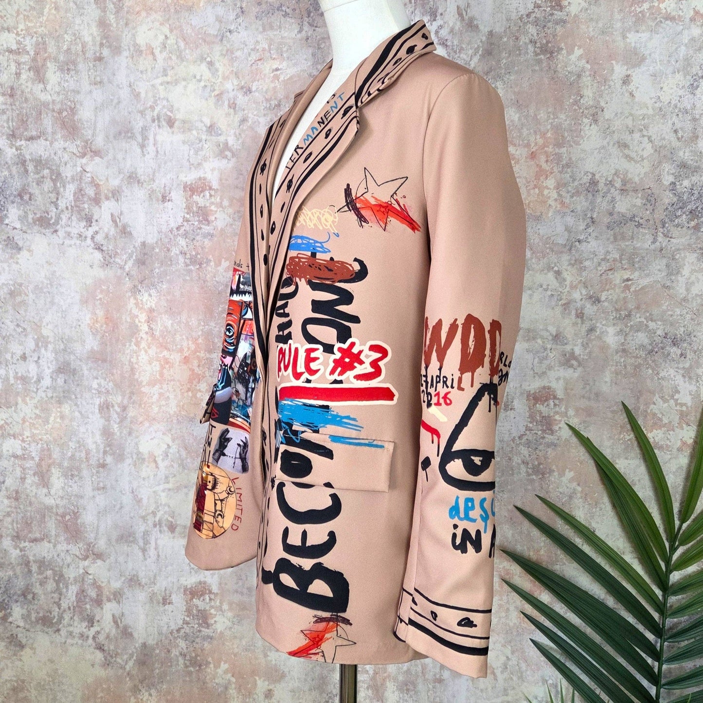 German 'Dada' garde style print unique blazer (S-M)