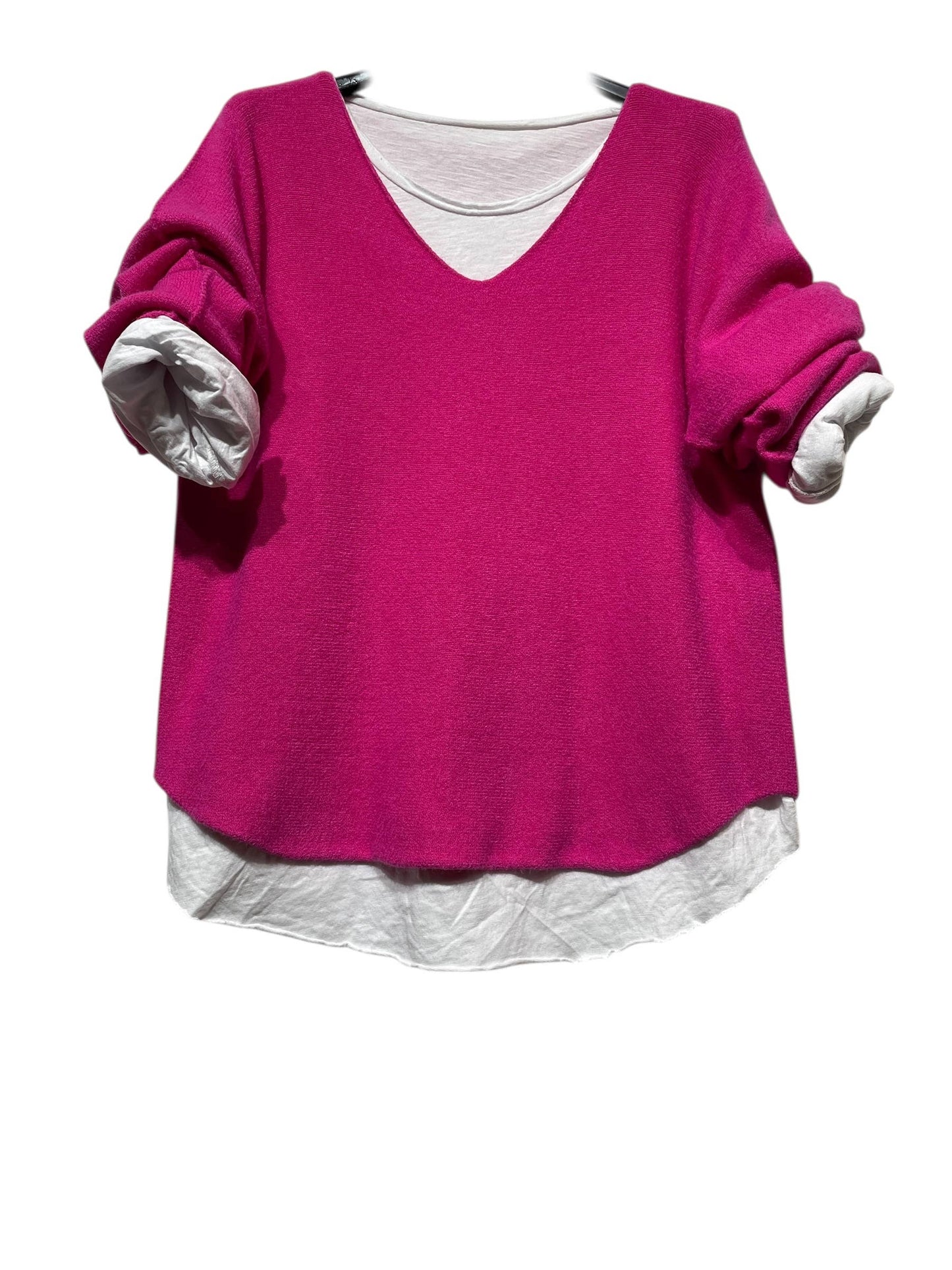 SWEATER, DOUBLE PIECES MADE IN ITALY: OLD PINK