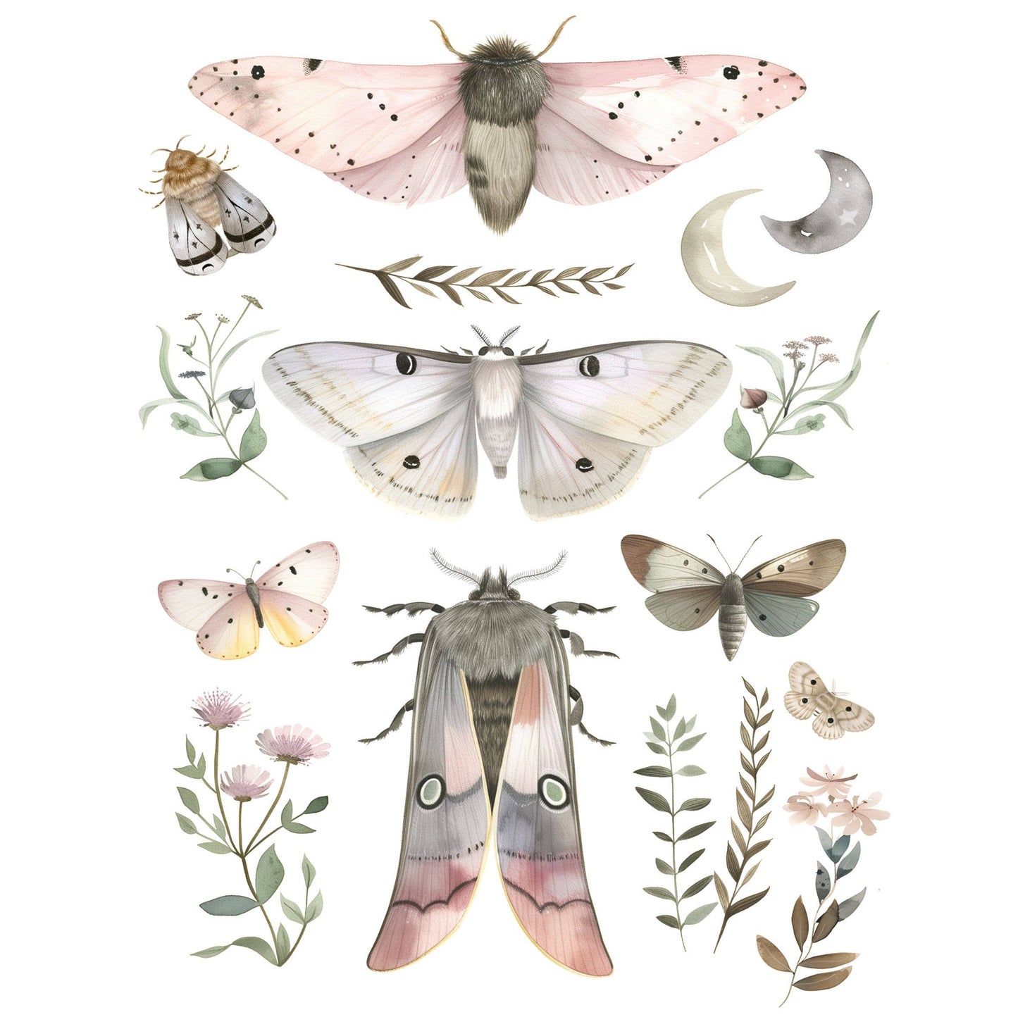 Moths n Moons Decoupage Rice Paper - A4 - 6pc – Crafts