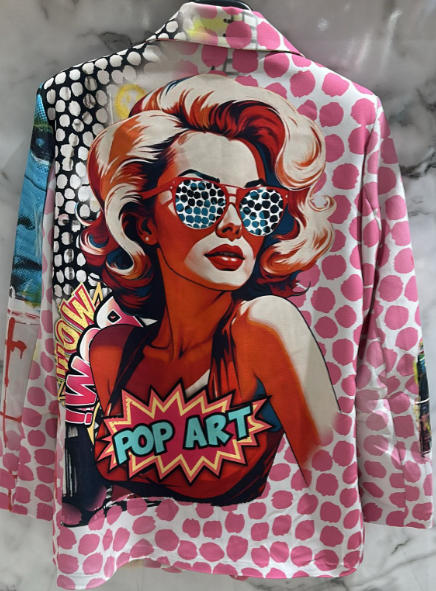 One Size Italian Pop Art Print Blazer