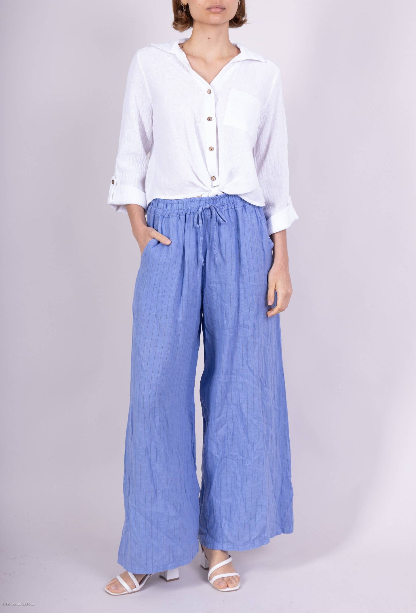 STRIPED LINEN TROUSERS