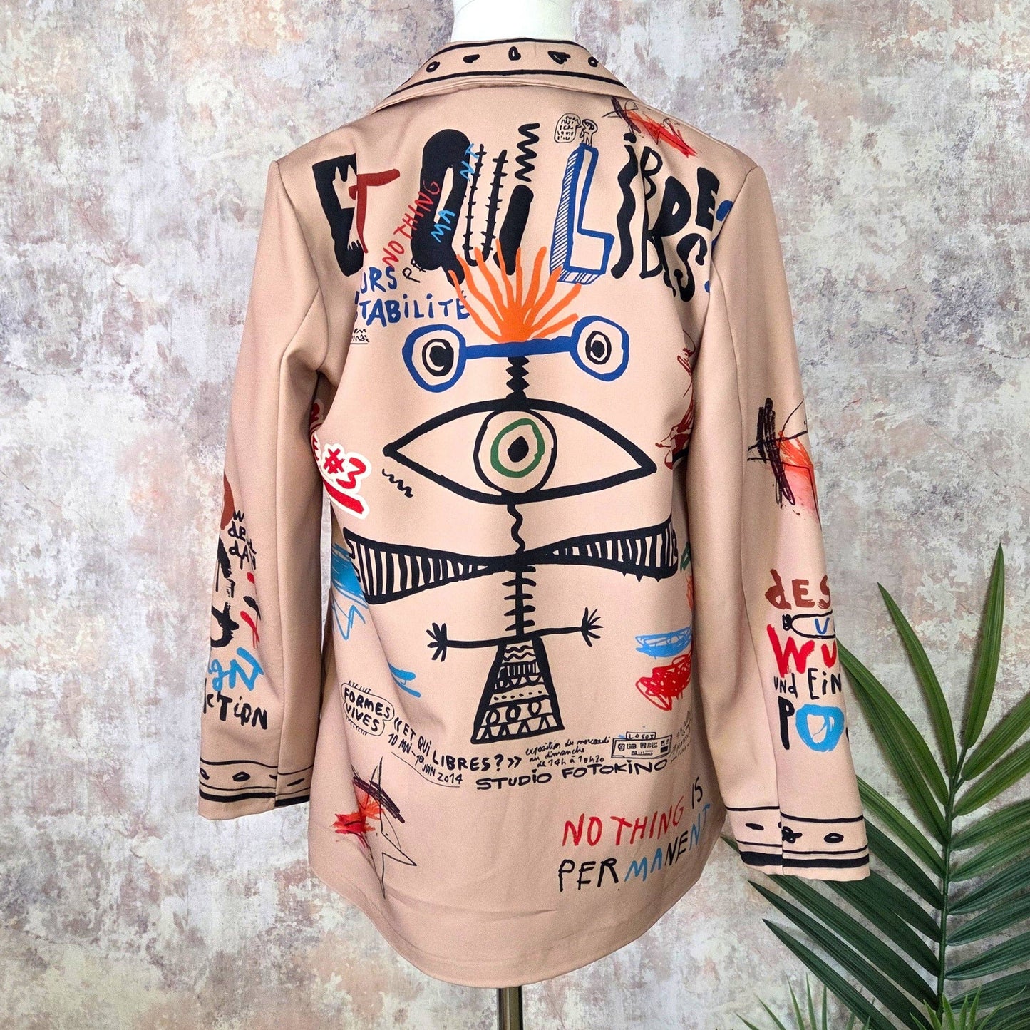 German 'Dada' garde style print unique blazer (S-M)
