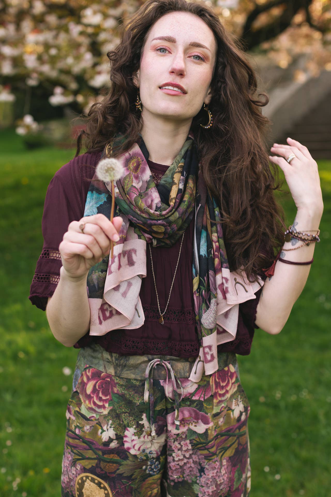 Make A Wish Floral Scarf with Wishbone & Dandelion