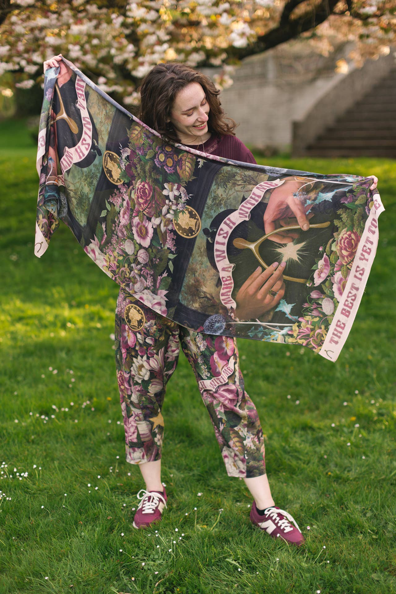 Make A Wish Floral Scarf with Wishbone & Dandelion