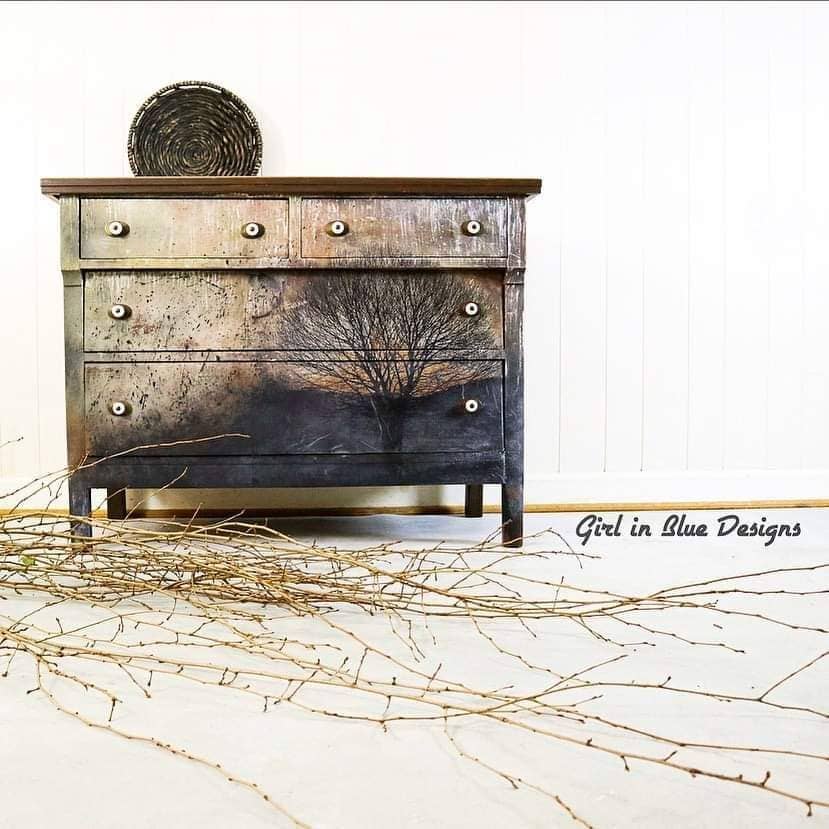 Sepia Tree Mint Decoupage Paper